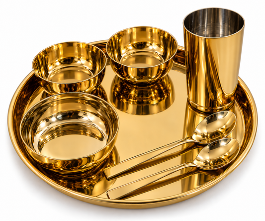 Genex Steel PVD Thali Set | Premium Gold-Tone Finish | Stainless Steel | Dining & Gifting