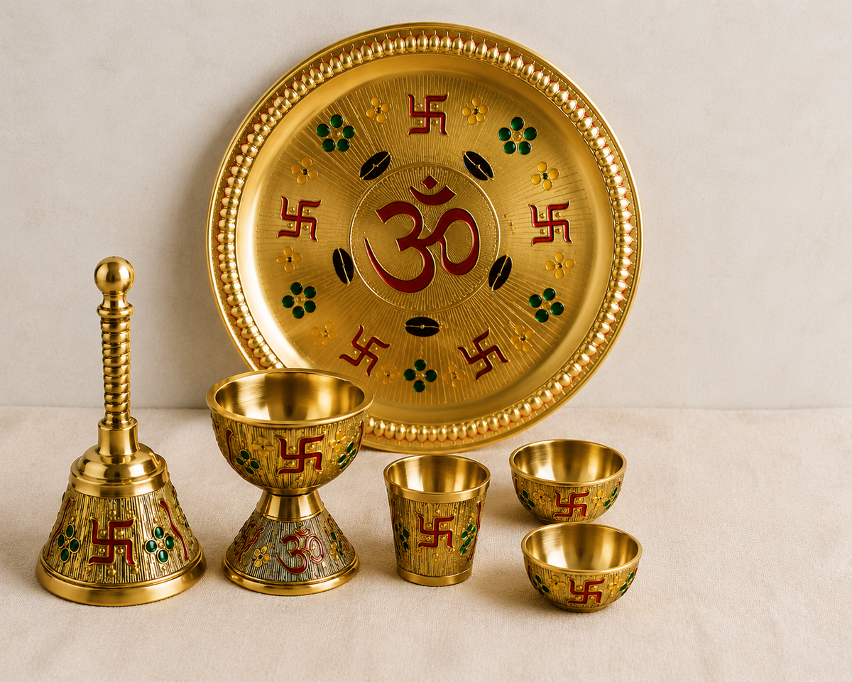 Genex Steel Full Brass Pooja Thali | Pure Brass | Traditional Puja Plate | Auspicious & Authentic