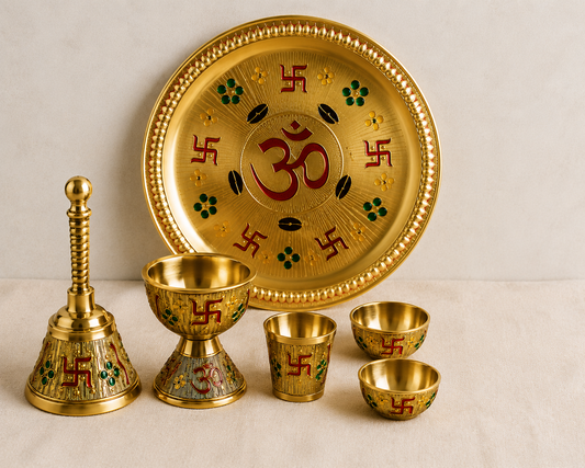 Genex Steel Full Brass Pooja Thali | Pure Brass | Traditional Puja Plate | Auspicious & Authentic