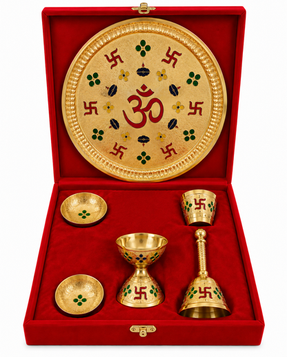 Genex Steel Full Brass Pooja Thali | Pure Brass | Traditional Puja Plate | Auspicious & Authentic