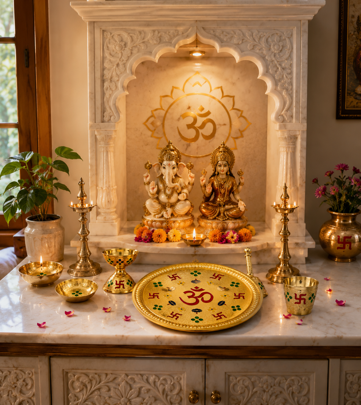 Genex Steel Full Brass Pooja Thali | Pure Brass | Traditional Puja Plate | Auspicious & Authentic