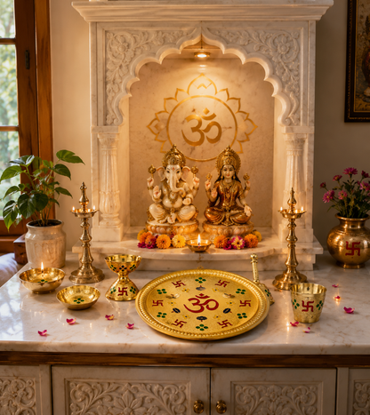 Genex Steel Full Brass Pooja Thali | Pure Brass | Traditional Puja Plate | Auspicious & Authentic