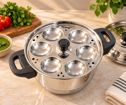 Genex Steel Mini Idli Cooker | Stainless Steel | Perfect Soft Idlis | Gas Stove Compatible