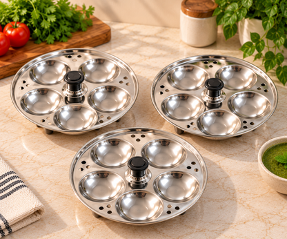 Genex Steel Mini Idli Cooker | Stainless Steel | Perfect Soft Idlis | Gas Stove Compatible