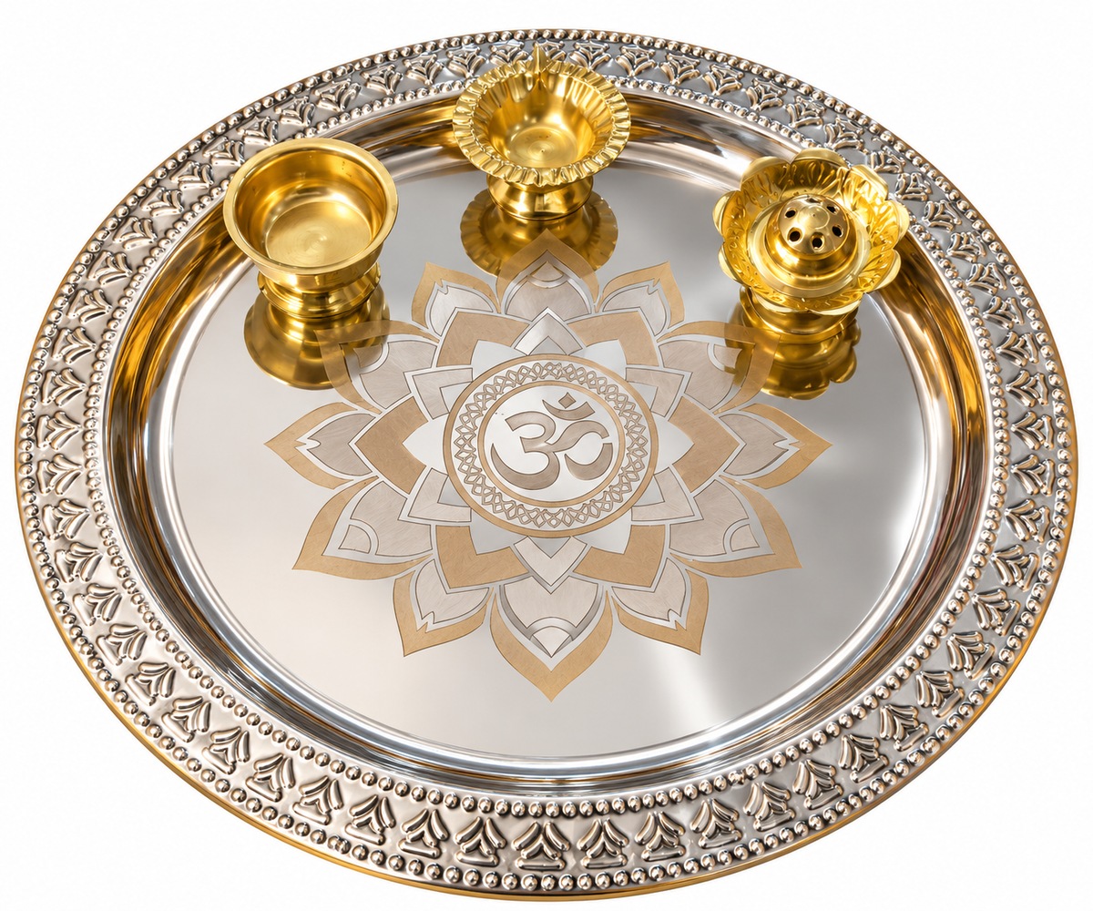 Genex Steel Pooja Thali | Stainless Steel | Puja Plate for Daily Worship & Festivals