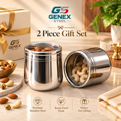 Genex Steel 2 Pc Stainless Steel Gift Set | Premium Packaging | Corporate & Festival Gifting
