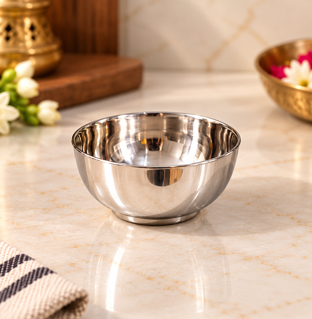 Genex Steel Gopal Bhog Thali | Stainless Steel | Devotional Offering Plate | Puja & Temple Use