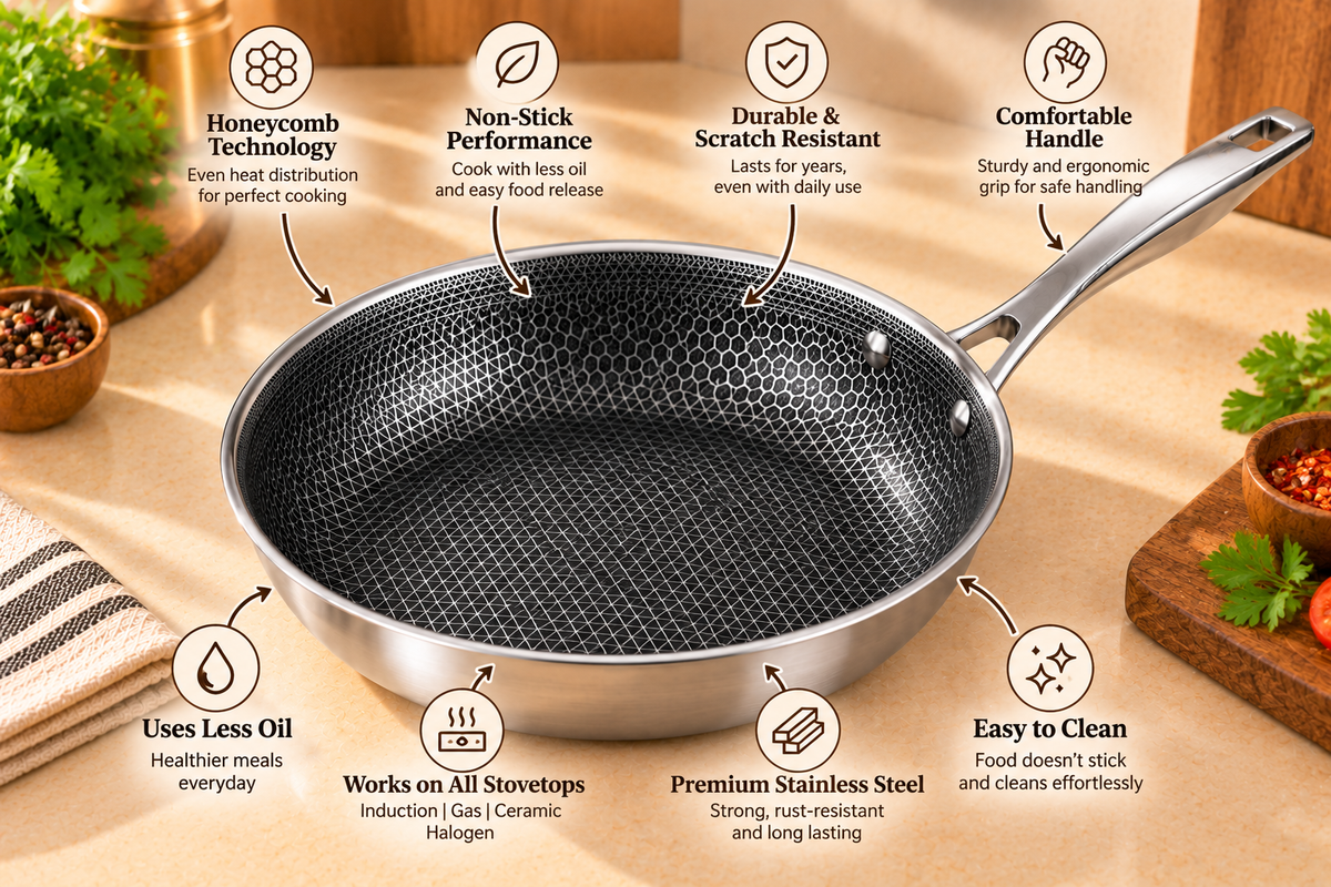 Genex Steel Honey Comb Frypan