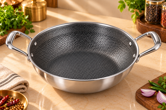 Genex Steel Honey Comb Karahi with Lid