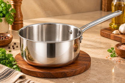 Genex Steel Triply Stainless Steel Saucepan | No Lid | Induction & Gas Ready | Made in India