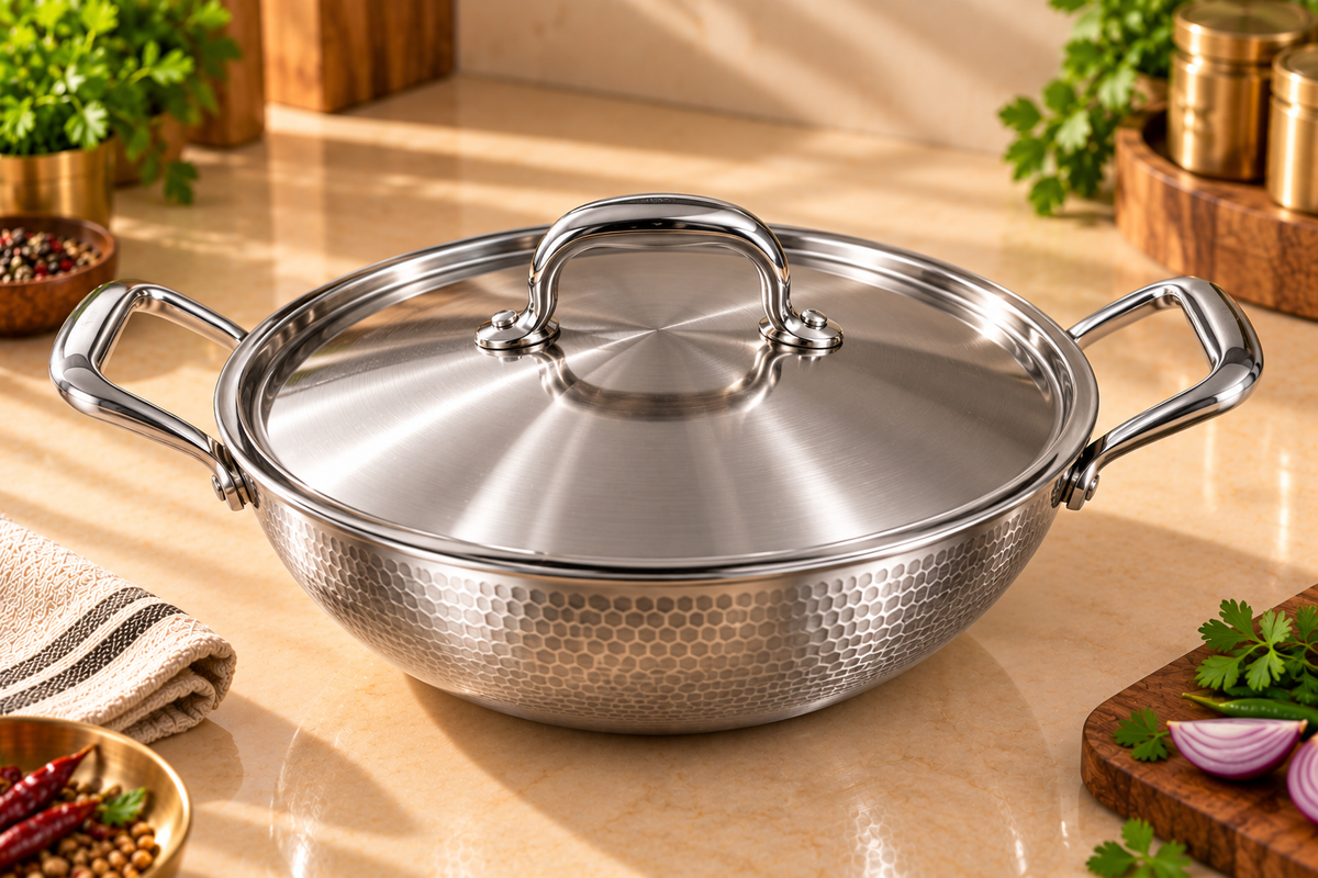 Genex Steel Honey Comb Karahi with Lid