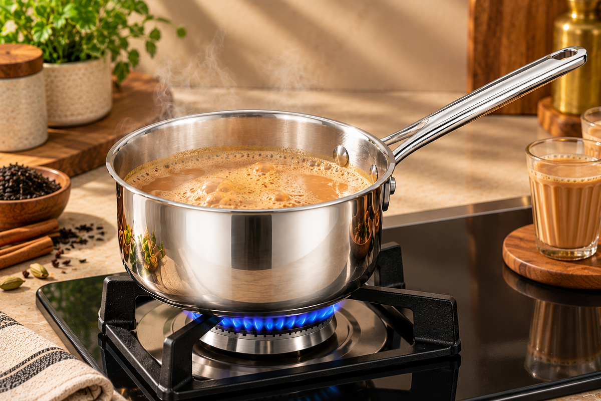 Genex Steel Triply Stainless Steel Saucepan | No Lid | Induction & Gas Ready | Made in India