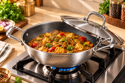 Genex Steel Honey Comb Karahi with Lid